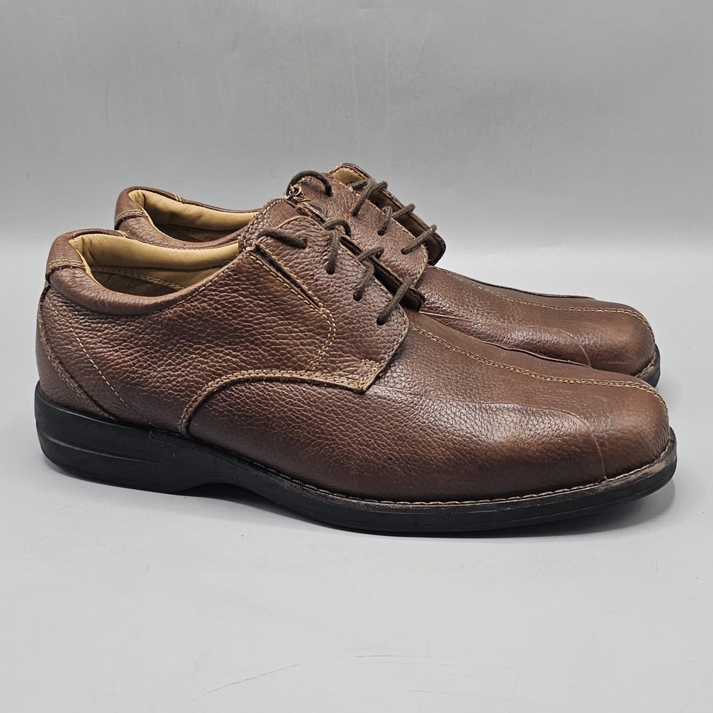 GH Bass & Co Pebbled Leather Oxford Brown Lace Up Shoes Mens 10.5 W Base-lex